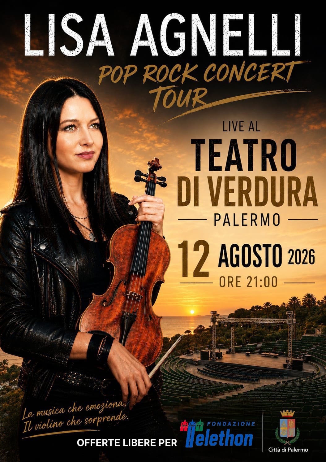 PALERMO, IL VIOLINO DIVENTA ROCK: LISA AGNELLI AL TEATRO DI VERDURA